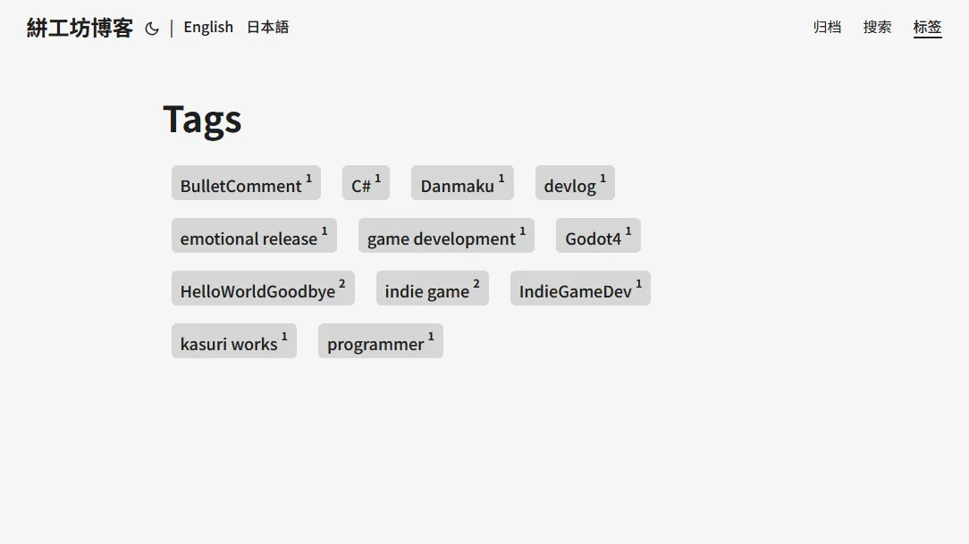 絣工坊博客的标签页